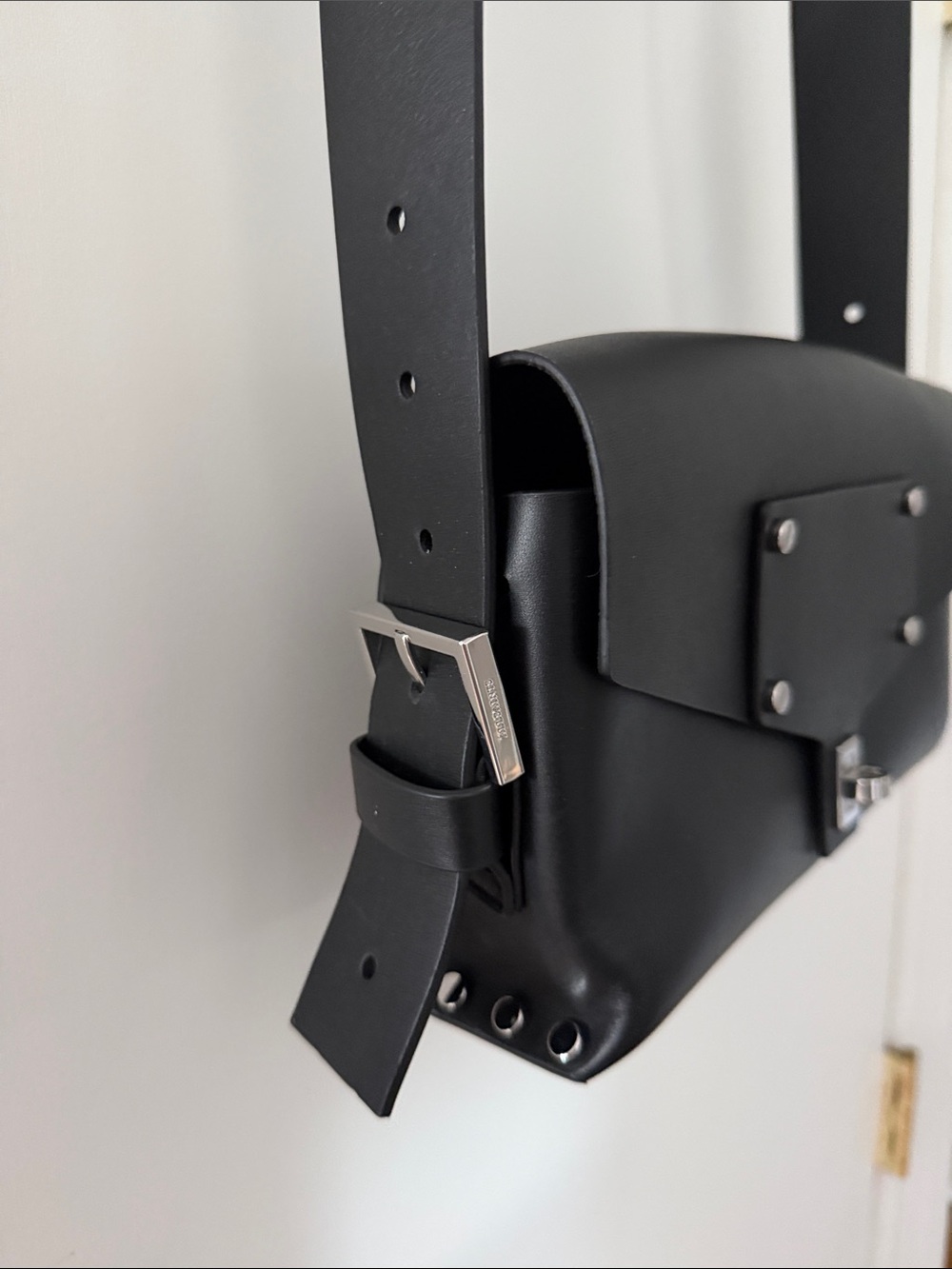 All Saints Black Leather Crossbody Bag - Picture 3 of 4